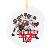 Load image into Gallery viewer, UNFINISHED BUSINESS 3.5" Beveled Edge Glass Ornament